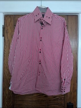 COOGI Red and White Gingham Dress Shirt